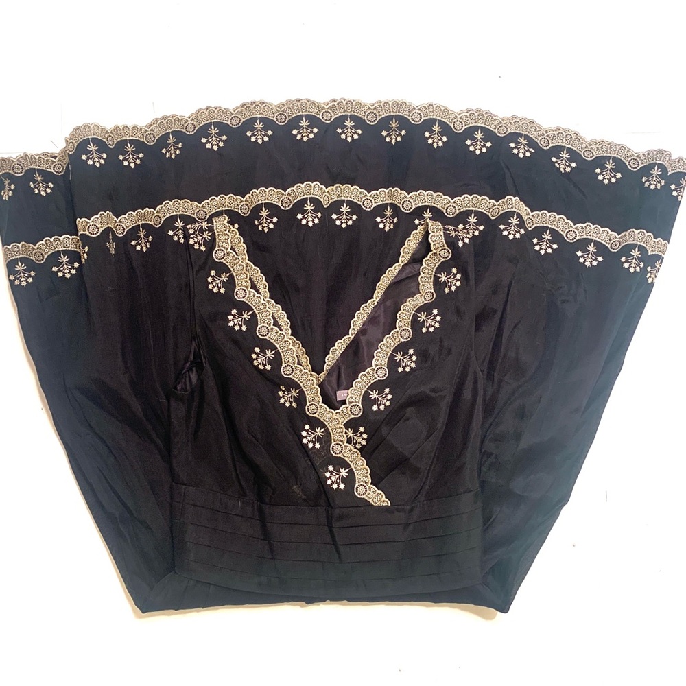 Ann Taylor Black Dress w/ Gold Lace Details